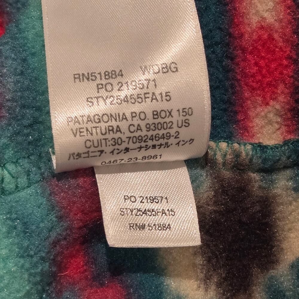 Patagonia Synchilla Snap-T Fleece Pullover Southwest Aztec Geometric Teal, XS - Picture 9 of 10